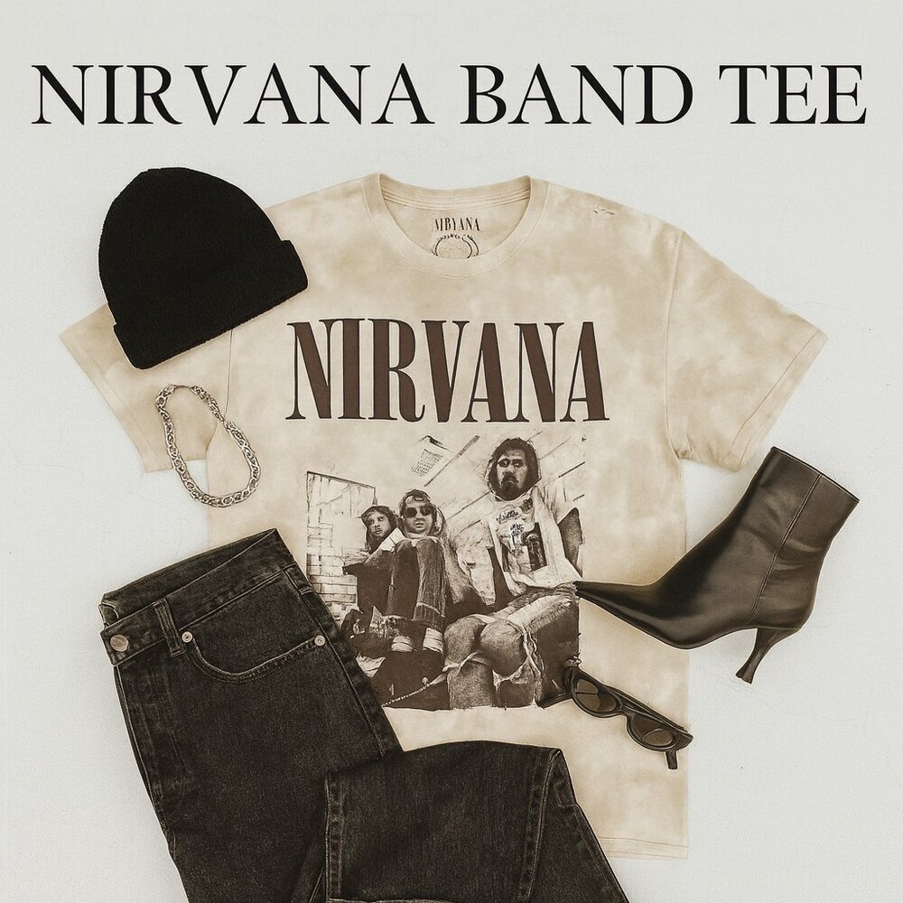 Nirvana Band Tee Vintage Style Grunge 90s Kurt Cobain Rock T-Shirt M Tie-Dye